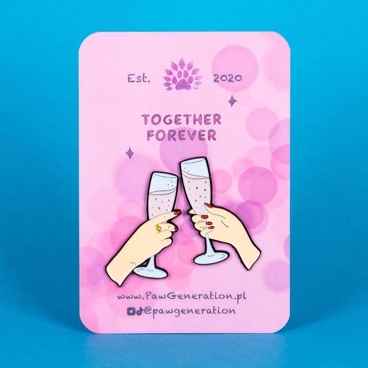 Ensemble de pins « Together Forever » - pins émaillés Prosecco pour la vente par Paw Generation