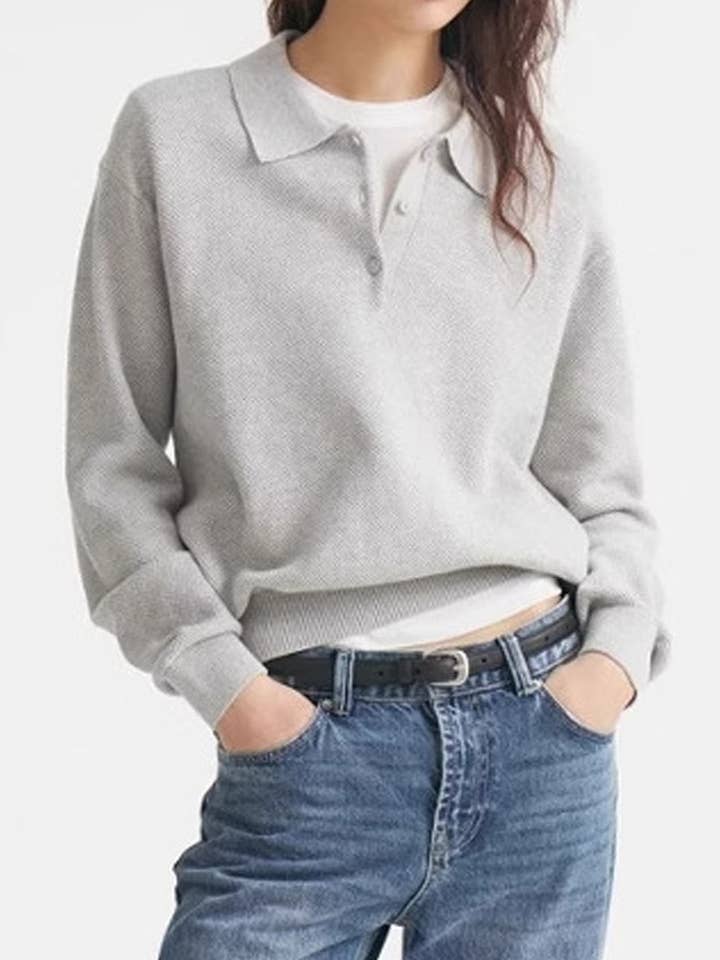 Trendy trui met reverskraag en lange mouwen DP25E521 voor wholesale door Dipped Shop