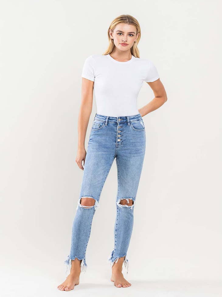 High Waisted Crossover Waistband Supersoft Modern Skinny Jeans