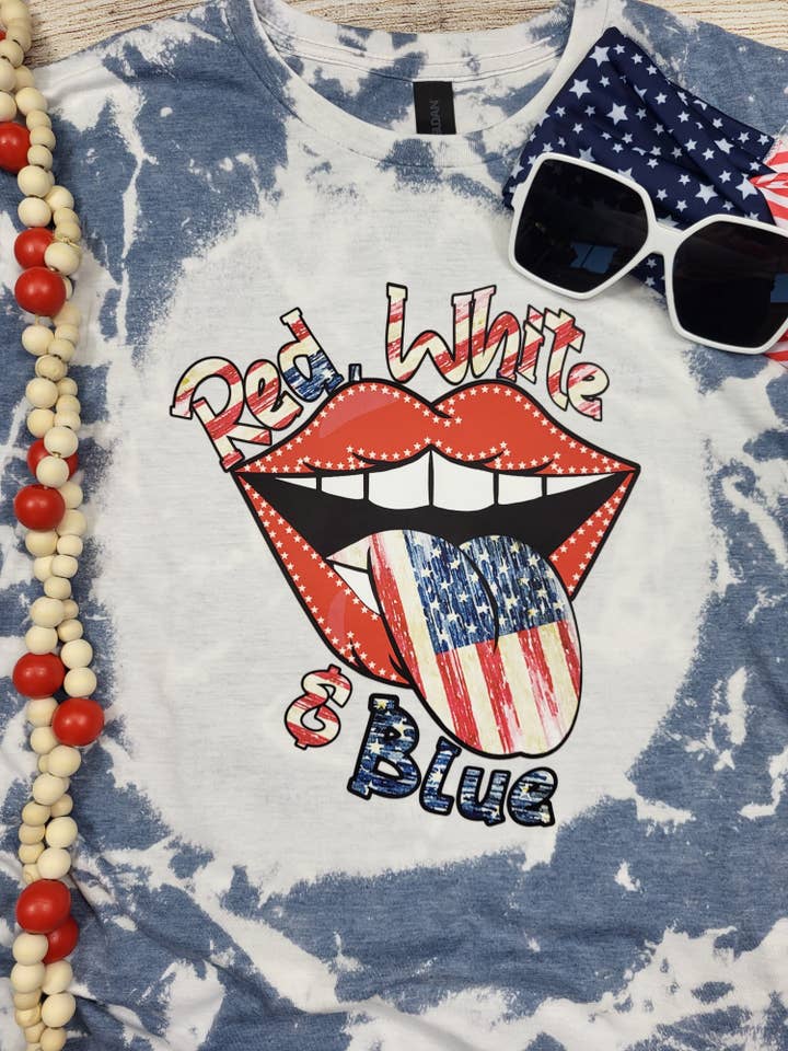 Copy of Red, White, and Blue Bleached Tee for wholesale by Wanderlust Designs Wholesale