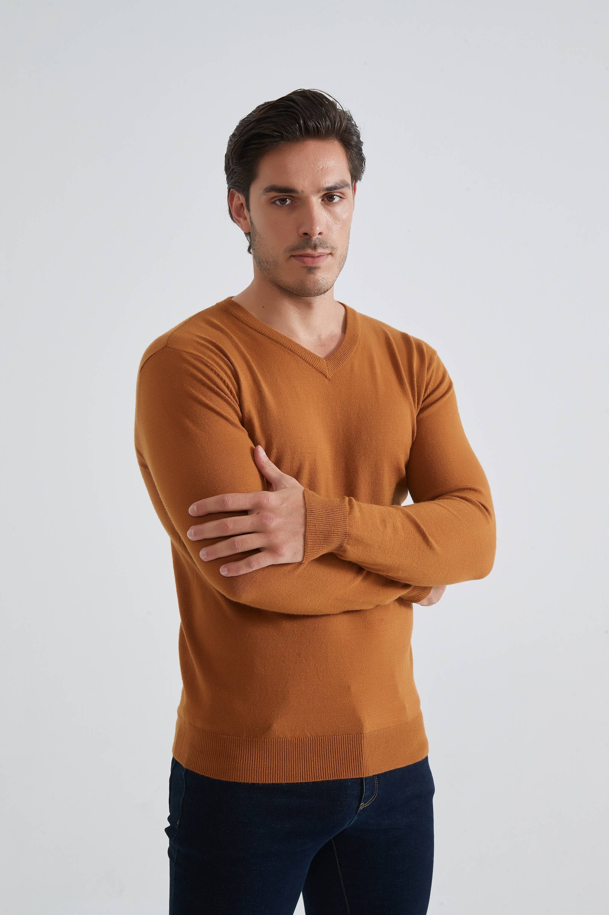 Yves Enzo – Pulôver - Homem por atacado – Puxe a coluna V bronze0