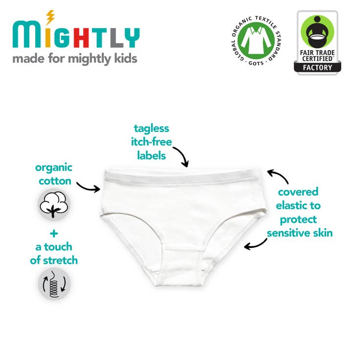 Mightly - Wholesale Underwear - Kids - Organic Cotton Kids Bikini Underwear - 3 Pack2
