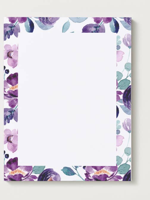 Bloc-notes vierge à fleurs violettes 6" x 7,75" pour la vente par Prickly Petal Boutique