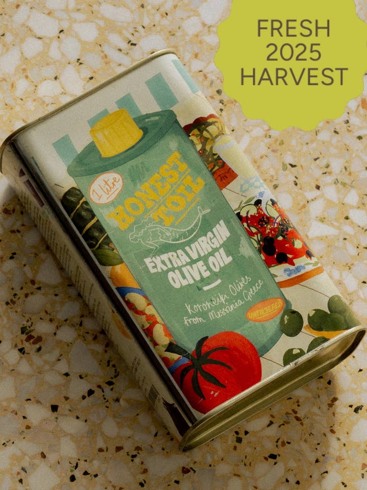 Ungefiltertes natives Olivenöl extra 1-Liter-Dose für den Großhandel von Honest Toil EU