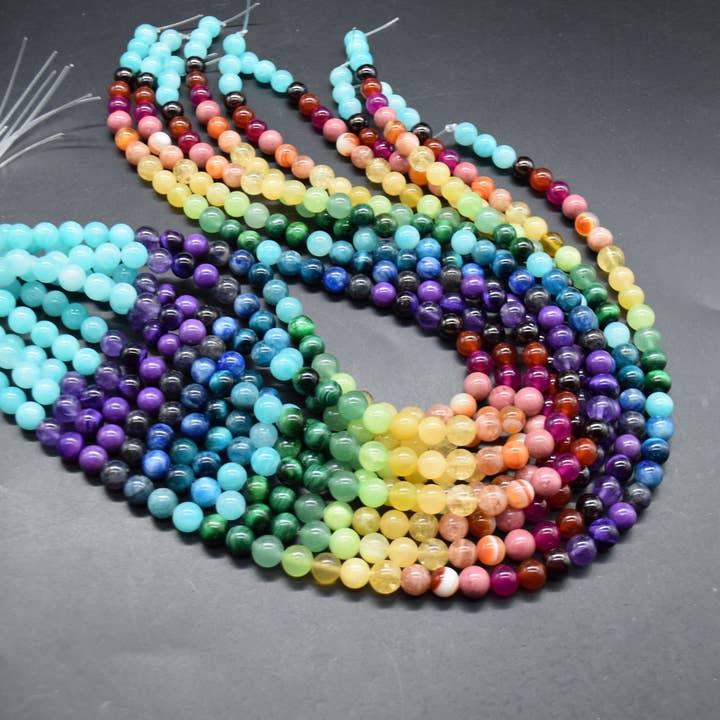 Oriental Direct Craft Supplies - Wholesale Beads - Mixed Gemstone 6mm/8mm Beads 14'' Strand for Jewelry Making1