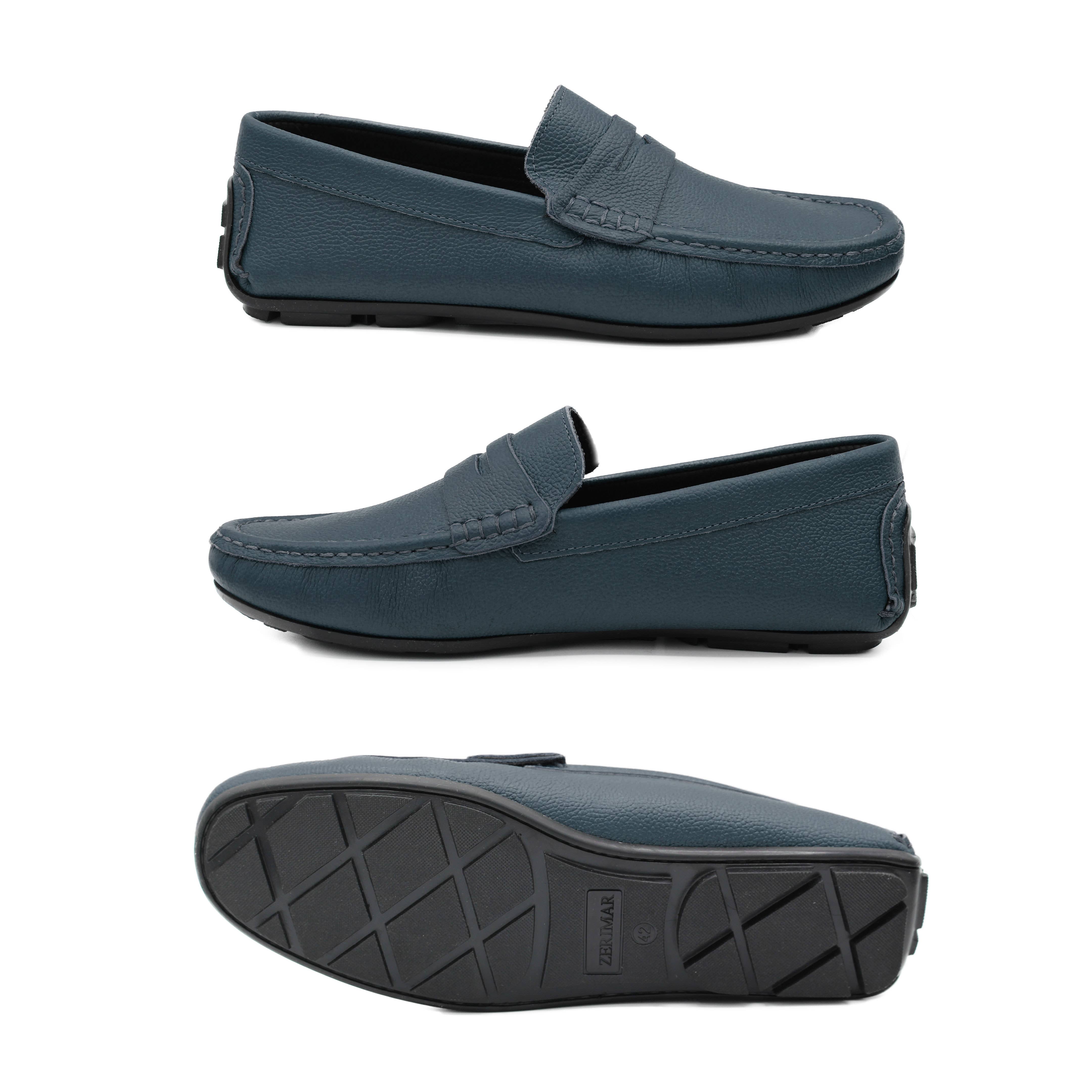 Azul Marino Men's Leather Moccasin Loafer Flat Shoes -Zerimar for wholesale on Faire1