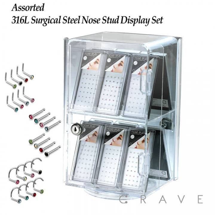 316L SURGICAL STEEL ASSORTED 3 TYPES MIXED NOSE SET for wholesale by CRAVE