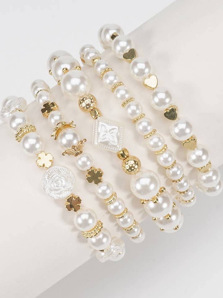 CWAJE05689_BOHO MULTI LAYER FAUX PEARL BEADED BRACELET for wholesale by NINEXIS