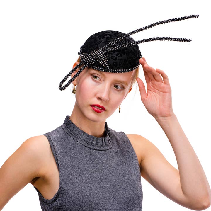 Lace Cover Sinamay Lavished W/ Rhinestone Sticks | AJ643S for wholesale by KaKyCo