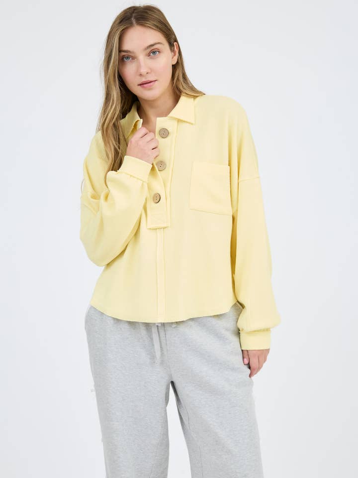 Blu Pepper - Wholesale Knit Top - Women's - COLLARED RAW EDGE KNIT TOP