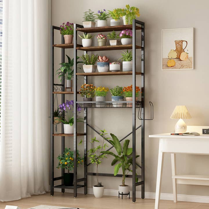 39F Inc. - Vente Supports de plantes - Support de plantes en métal à 8 niveaux avec lampe de culture pour intérieur30