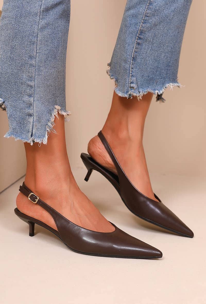 Joia Paris - Wholesale Low Heels - Women's - Pointed toe slingback pump, small thin heel H8-1021E11