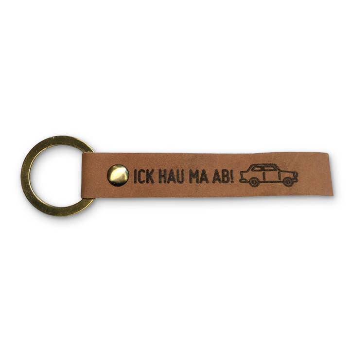 Stadtliebe® | Berlin læder nøglering „Ick hau ma ab“ for engroshandel hos Stadtliebe®