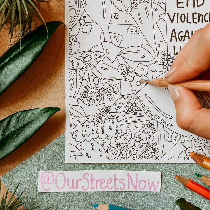 End Violence Against Women | Adult Colouring | 20cm x 20 for wholesale by BrollyWeather