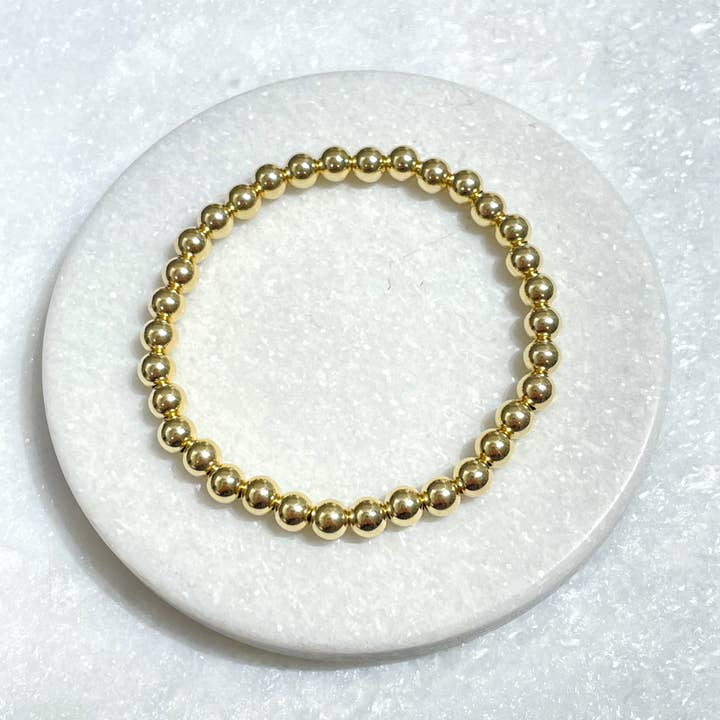 14K Gold Filled 6mm Bead Stretch Bracelet B188-GF for wholesale by K & B Jewelry