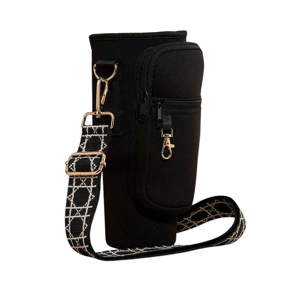 Sensibling Corp. - Wholesale Crossbody Bag - Women's - Solid Tumbler Carrier Holder Geometric Pattern Strap Crossbody Bag6