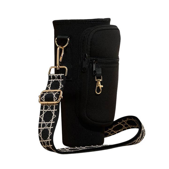 Sensibling Corp. - Wholesale Crossbody Bag - Women's - Solid Tumbler Carrier Holder Geometric Pattern Strap Crossbody Bag11