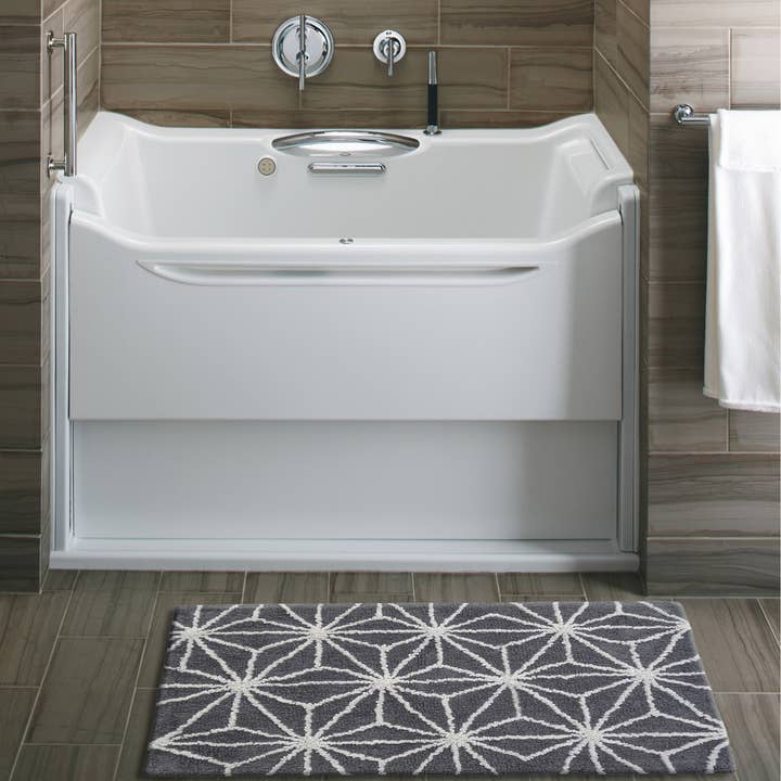 Alfombra de baño Vibhsa con diseño geométrico en gris y marfil para venta al por mayor de Vibhsa