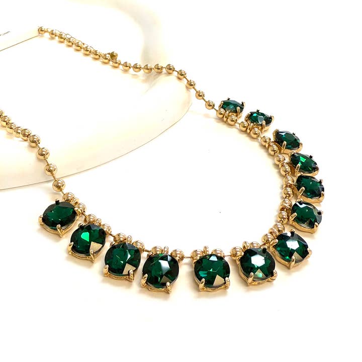 StarryNYC - Wholesale Beaded/pearl necklace - Crystal Glass Bead Dangle Station Ball Beaded Chain Necklace6