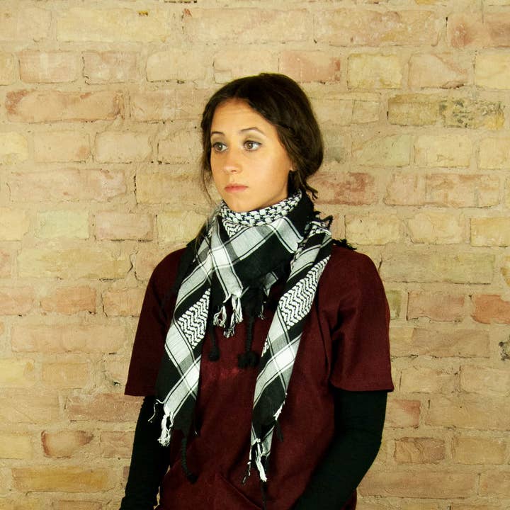 Tribal Trade GmbH - Wholesale Scarf - Unisex - Palituch black white Kufiya PLO scarf6
