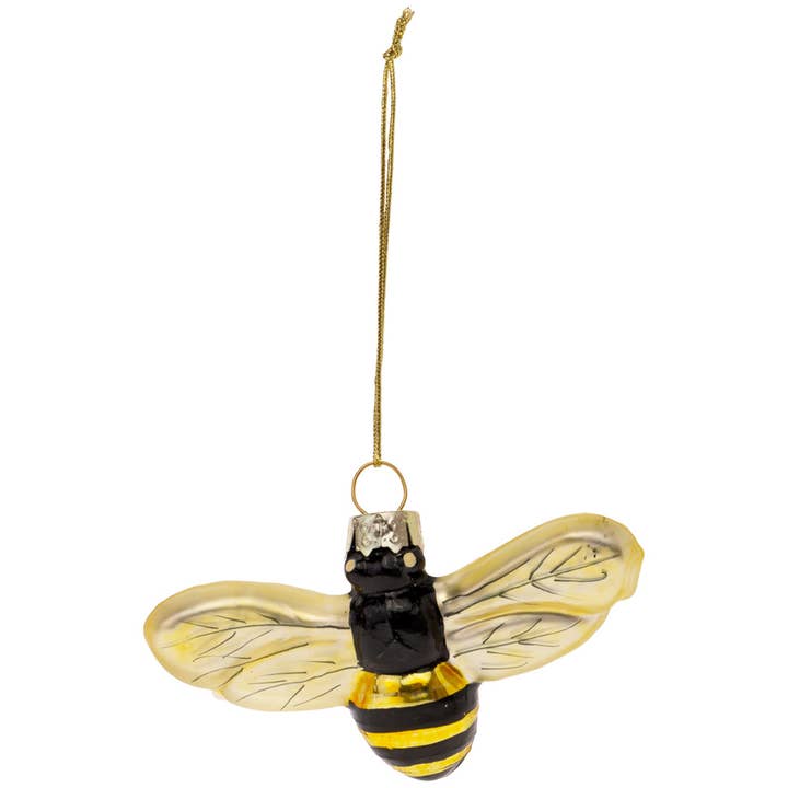 Boston International - Wholesale Ornament - 3.5" Long Glass Bumblebee Ornament