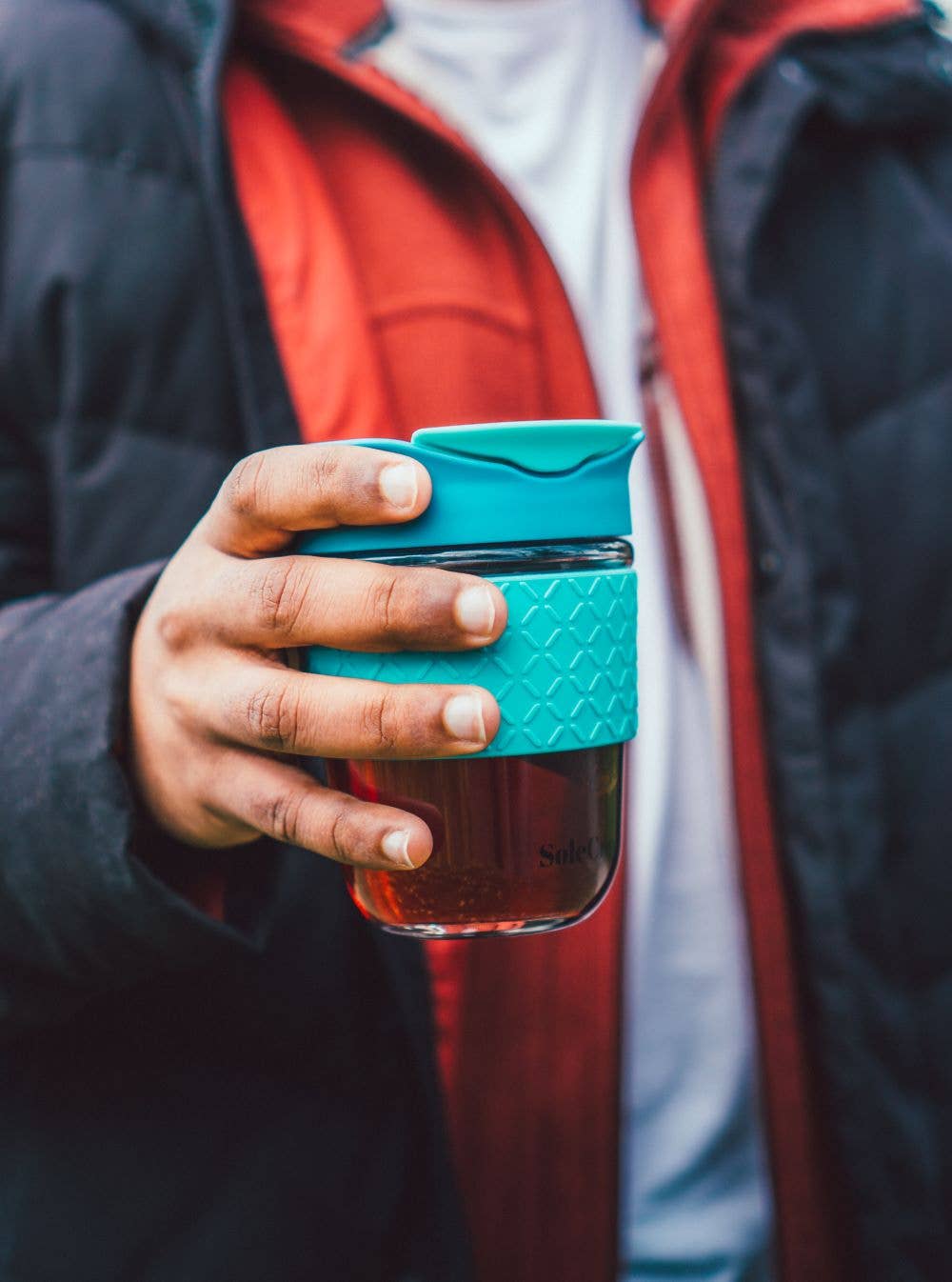 SoleCup - Venta al por mayor Vaso termo - Taza de viaje de vidrio reutilizable SoleCup - 340 ml con banda de silicona7