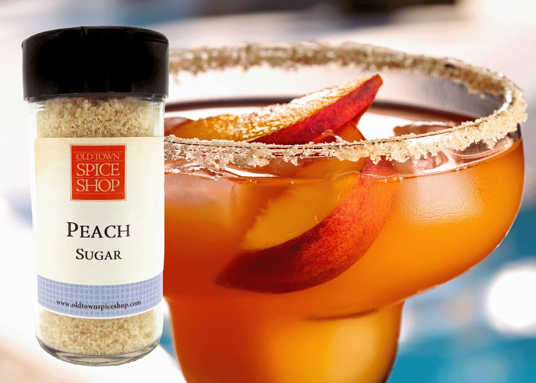 Old Town Spice Shop - Vente Sucre - Sucre à la pêche, sucre aromatisé pour cocktails et cuisine