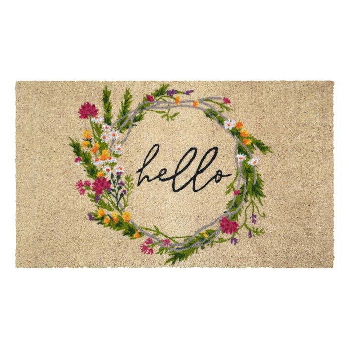 Cottage Floral Wreath Doormat 100% Coir for wholesale by Calloway Mills