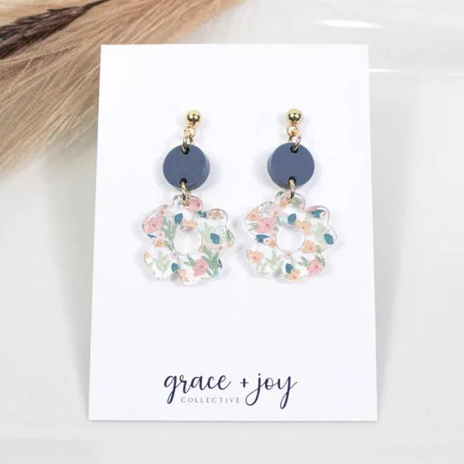 Dubbel lager vårblomma örhängen, akrylörhängen för wholesale av Grace + Joy Collective