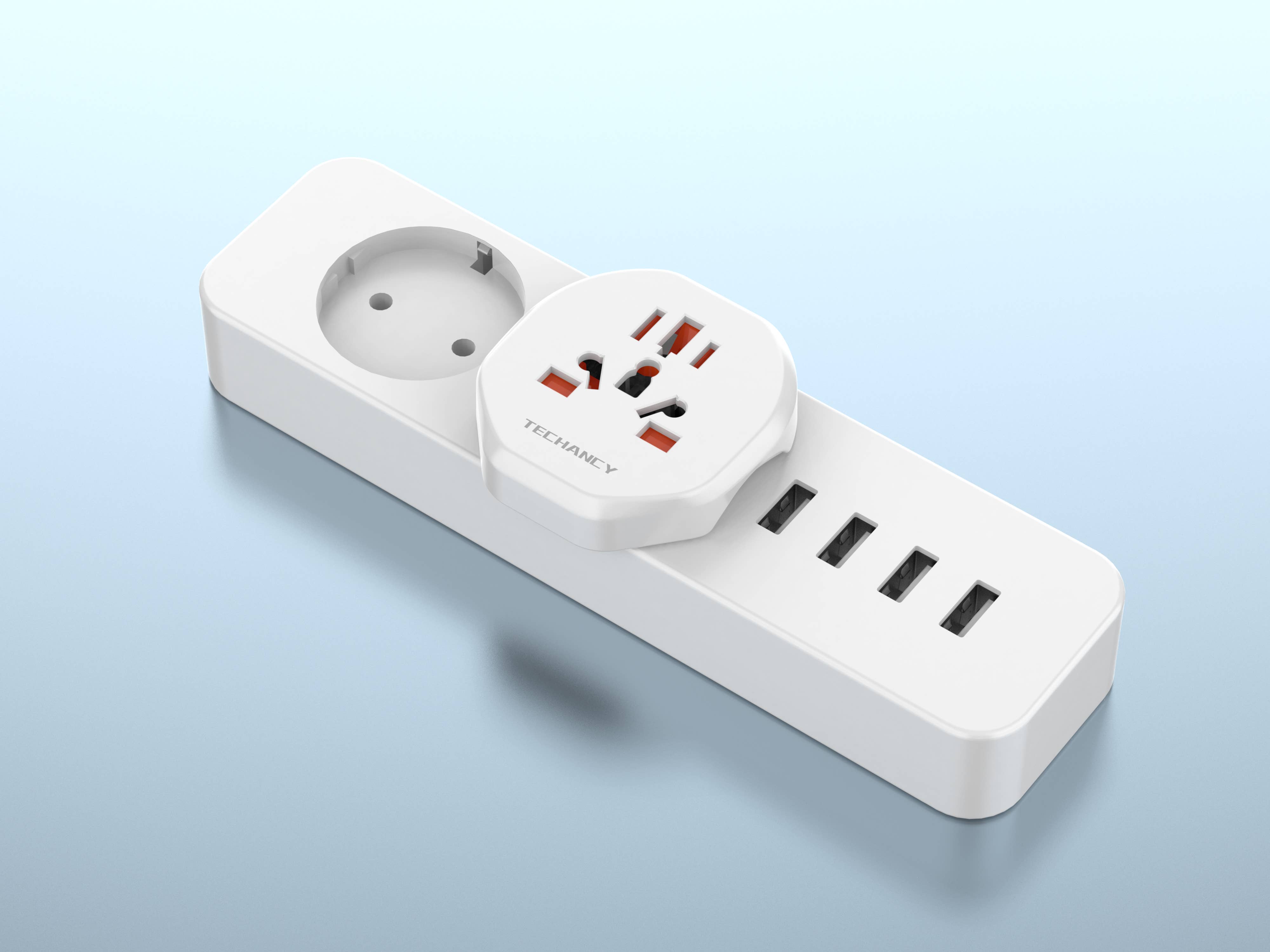 TECHANCY – wholesale Strömadapter – TECHANCY universell reseadapter 10 A 2500 W (Europeisk standard)3