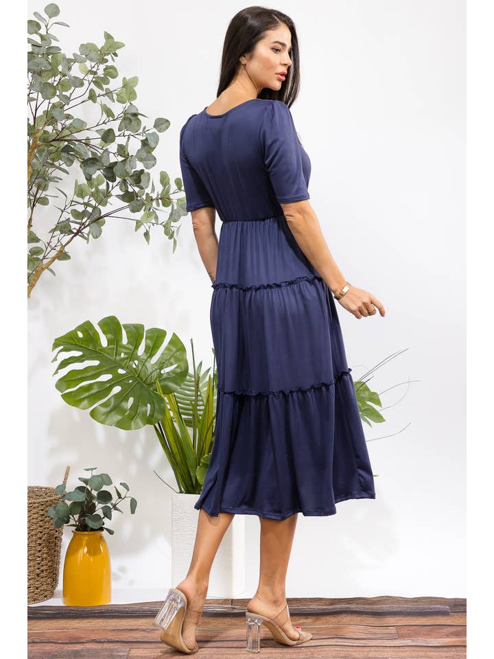 H&H Fashion Inc. - Wholesale Dress - Women's - JR778X-S Plus Size Tiered Midi Dress with Square Neck14