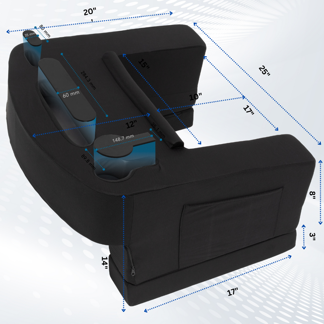 TabCouchCaddy - Wholesale Chair Cushion - Reading Pillow for Gaming – Lap Desk & Arm Rest (Black)8