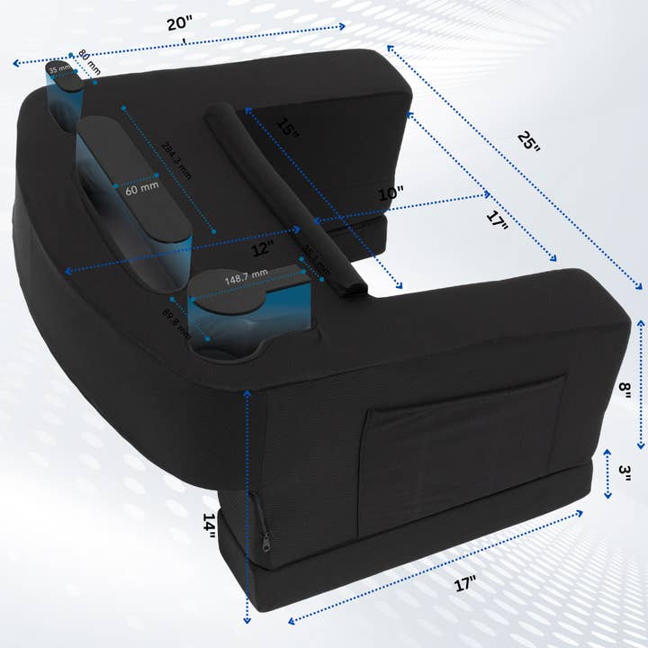 TabCouchCaddy - Wholesale Chair cushion - Reading Pillow for Gaming – Lap Desk & Arm Rest (Black)8