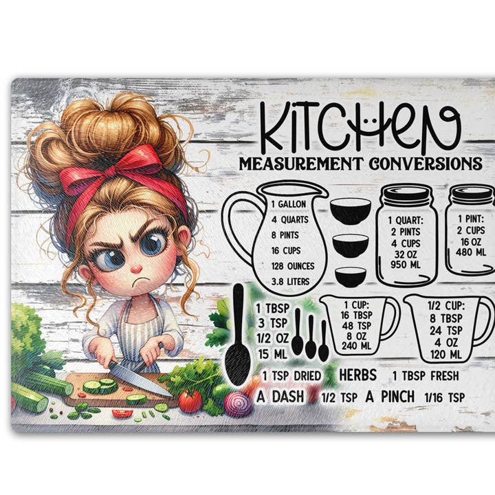 Kitchen Conversion Measurement Chart Cutting Board for wholesale by Traci's Fun Creations