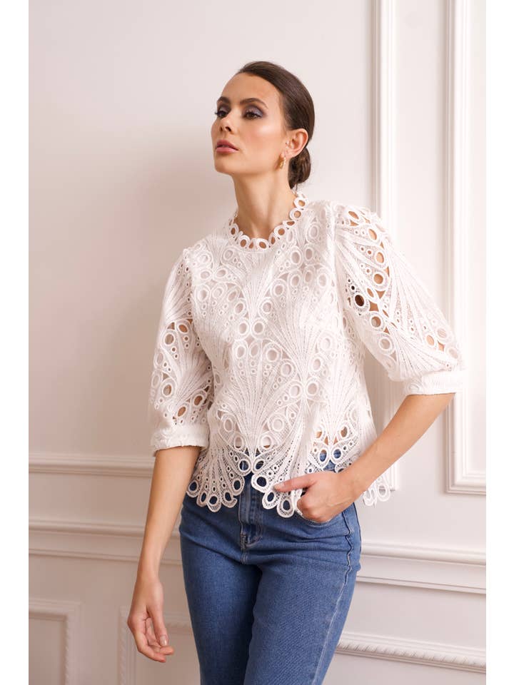 CHOKLATE PARIS - Wholesale Blouse - Women's - Daisy Guipure Lace Top - CH001