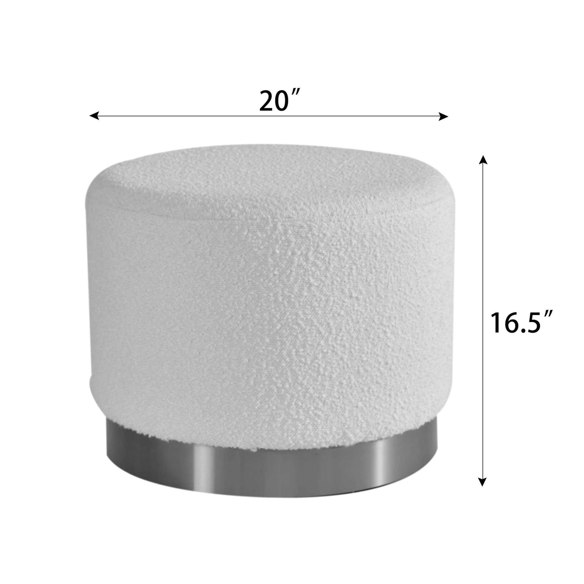 Glamour Home - Wholesale Ottoman - Bellini Boucle Round Footstool Ottoman with Golden Base2