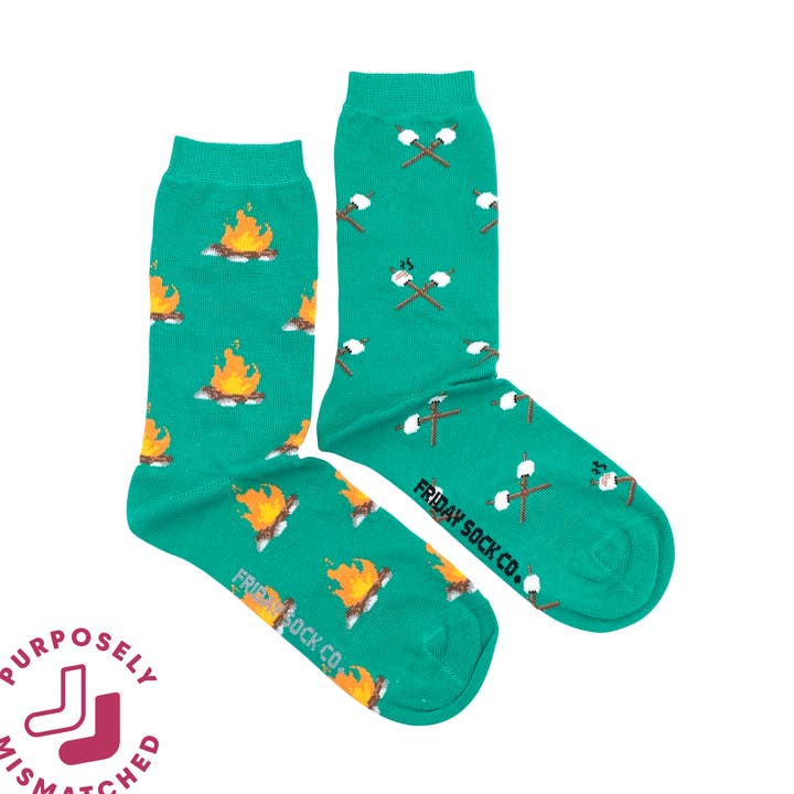 Women’s Campfire & Marshmallow Socks for wholesale by Friday Sock Co.