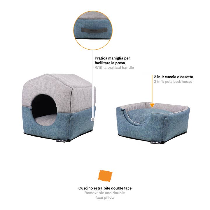 United Pets - Wholesale Pet Bed - Cat/Dog - Soft 2-in-1 collapsible doghouse with pillow5