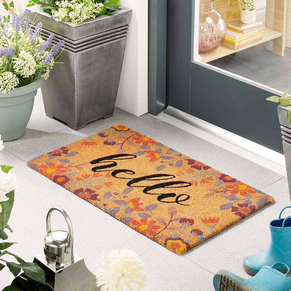 Phoenox Textiles - Wholesale Door Mat - My Mat Printed Coir Floral Hello Doormat1