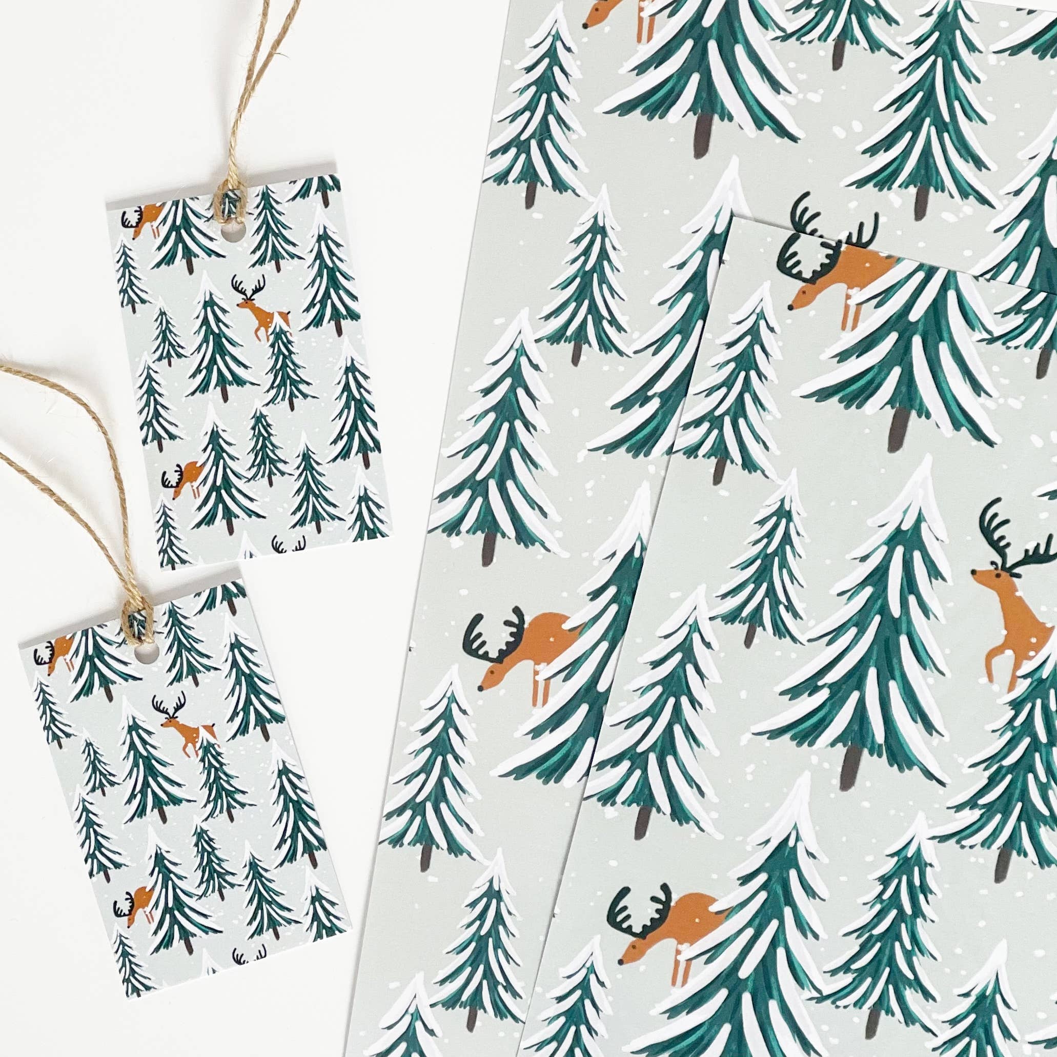 Lomond Paper Co – wholesale Flat wrap – Reindeer and Christmas Tree Recyclable Gift Wrap2