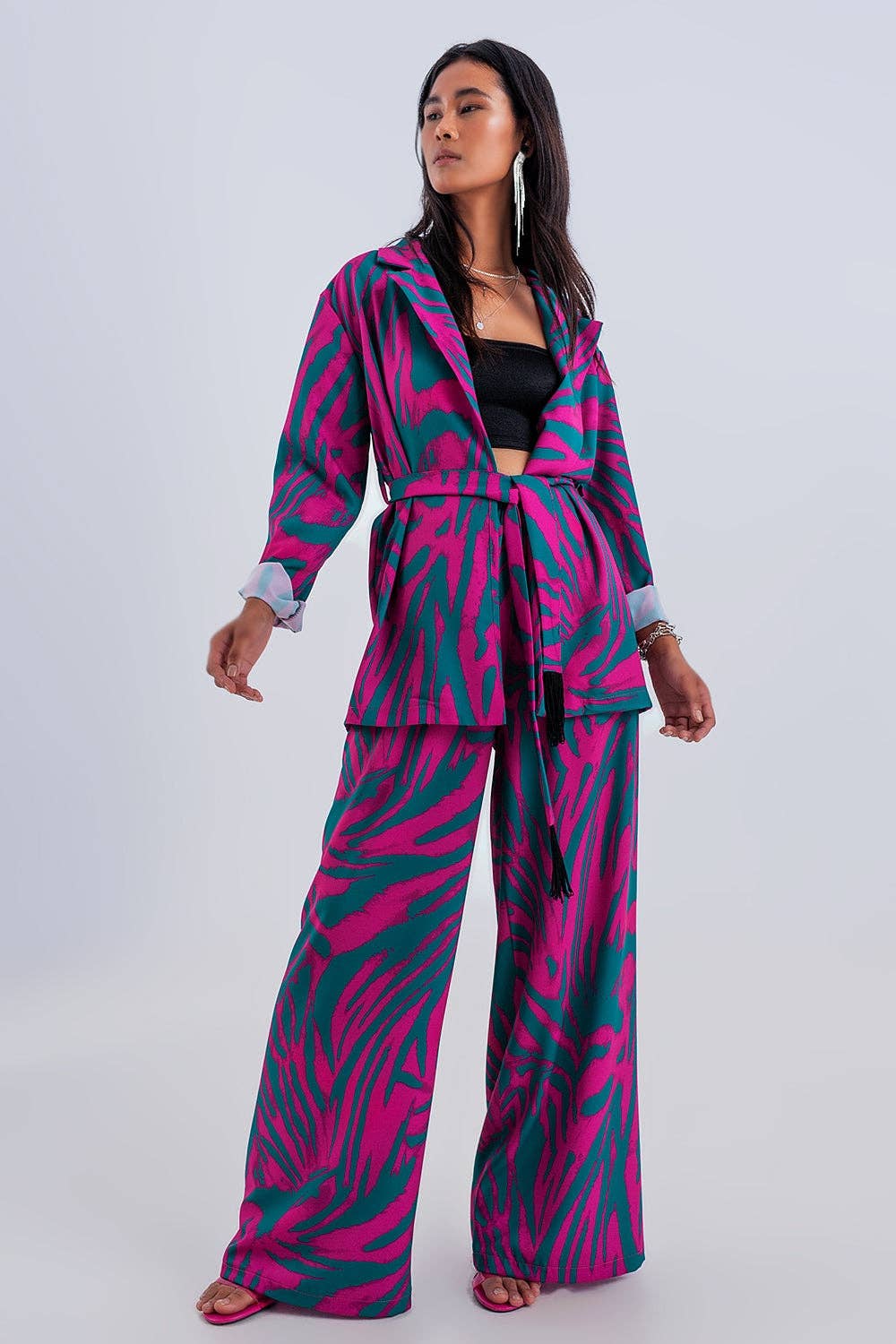 grün Blazer mit Gürtel und grünem Animal-Print für den Großhandel auf Faire2