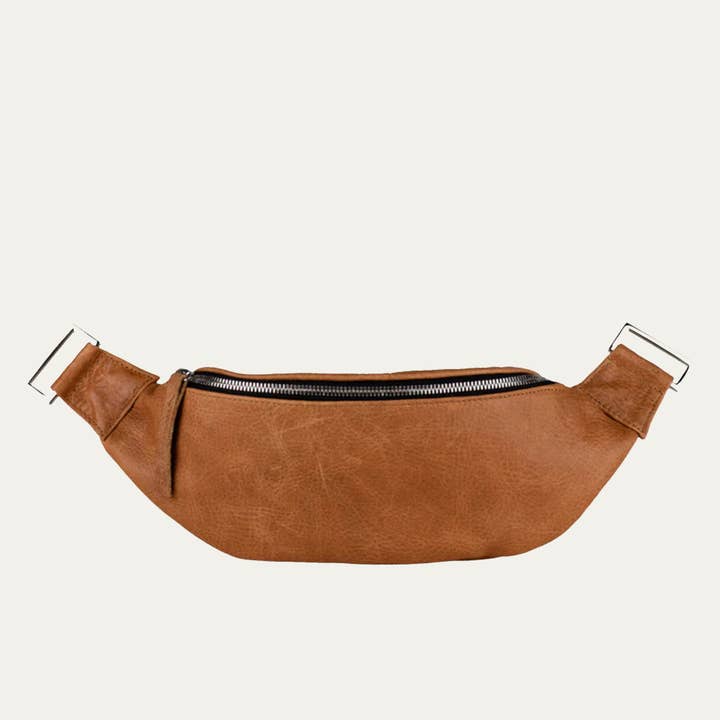 Distressed Cognac Læder Fanny Pack & Crossbody-taske for engroshandel hos Paulyjen