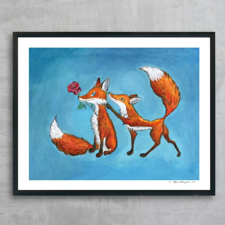 Stampa artistica Two Foxes per la vendita all'ingrosso da parte di True North Creations