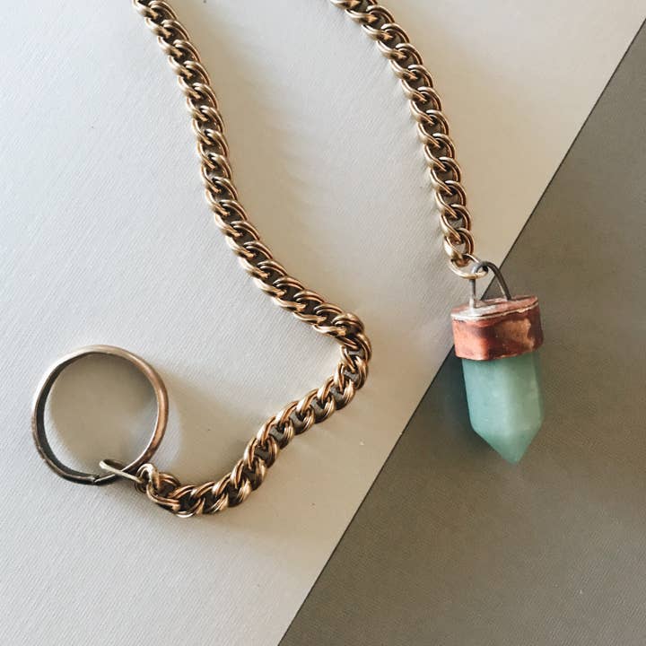 Green Adventurine Lariat Necklace for wholesale by Ribelle Studio