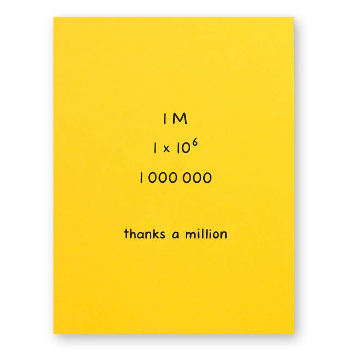 Carte de remerciement Thanks a Million pour la vente par The Chemist Tree