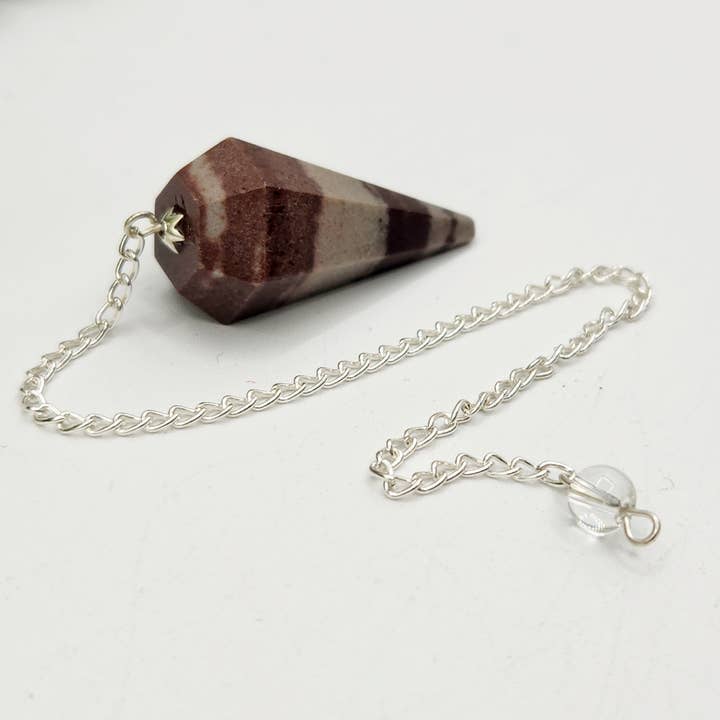 Meraki Gemstones - Wholesale Spiritual Stone/Crystal - Shiva Lingham Pendulum w/Silver Plated Chain & Clear Quartz2