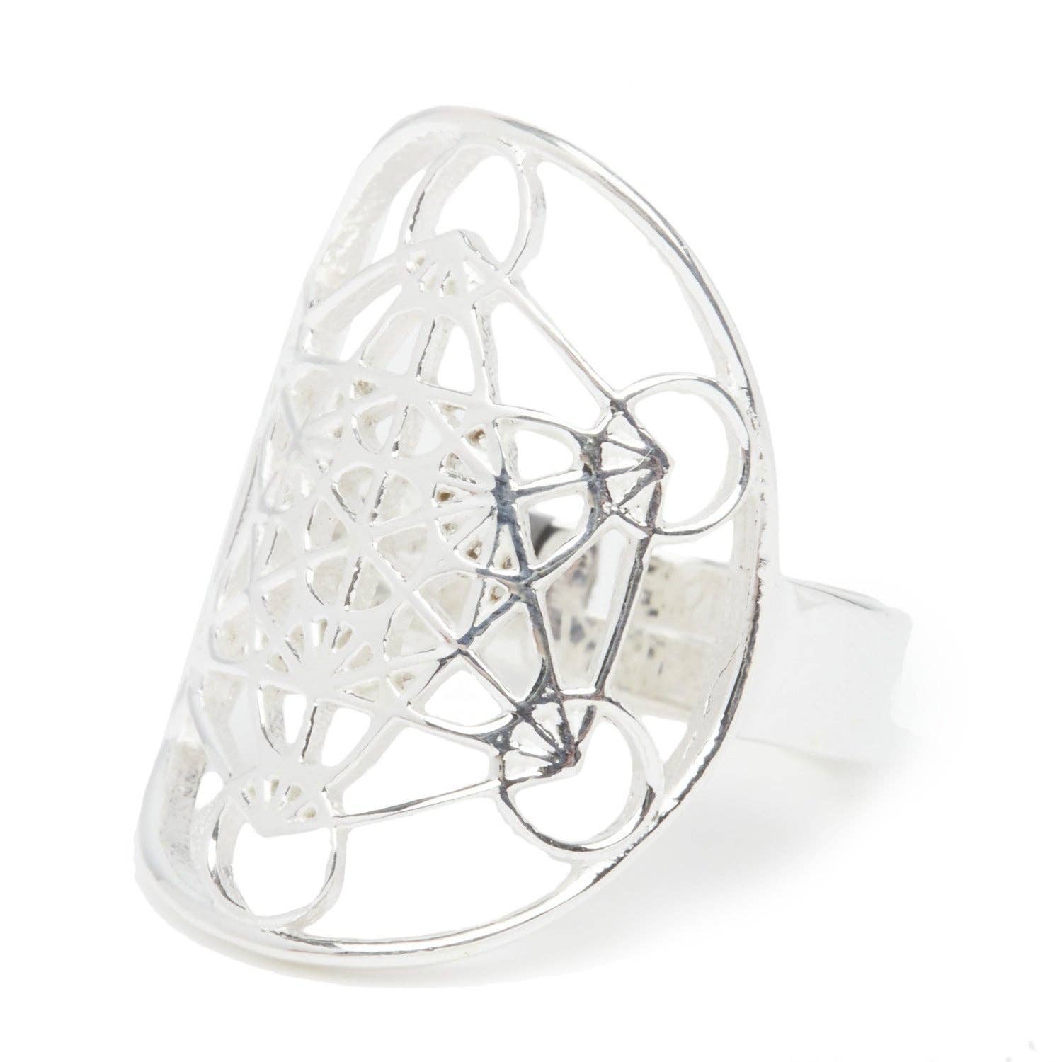 KARMA YOGA SHOP - Wholesale Cocktail/Statement Ring - 925 Silver Metatron Cube Ring8