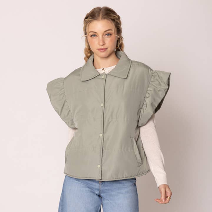 Fashion City – wholesale Väst - Dam – Volang Kortärmad Puffer Vadderad Väst