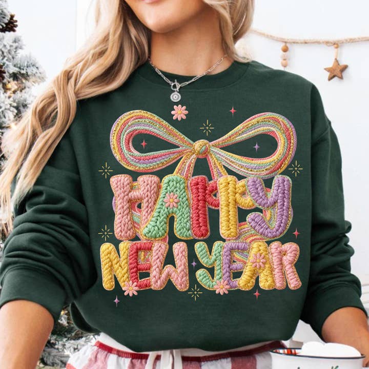 Camisola de Ano Novo 2026 Faux Yarn, Sweatshirt de Véspera de Ano Novo por atacado de DLT Ecommerce