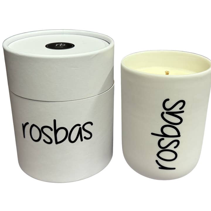 Rosbas - Scented Candles - Natural Soy Wax - 8 oz Ceramic White Jar - Box Packaged for wholesale by rosbas, llc